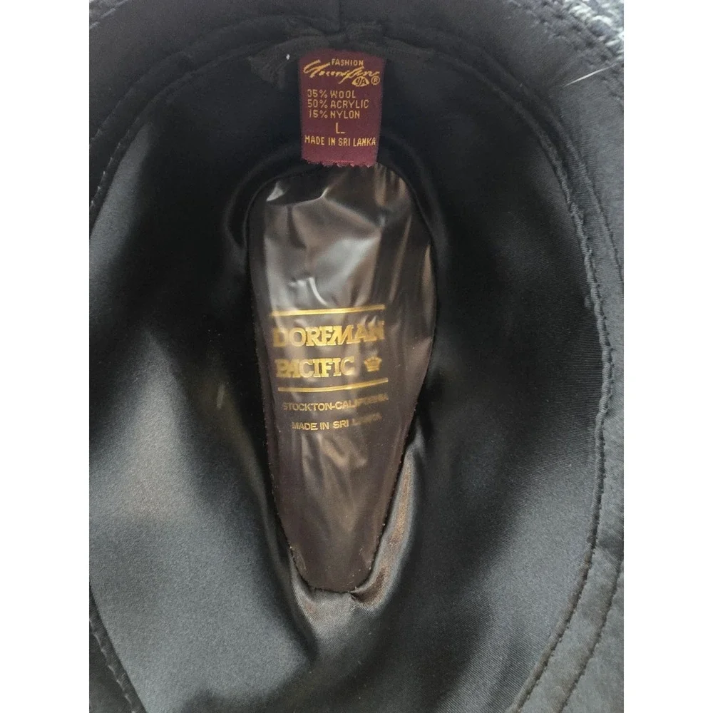 Dorfman Pacific Vintage‎ Gray Herringbone Fedora Wool Blend Men's Large